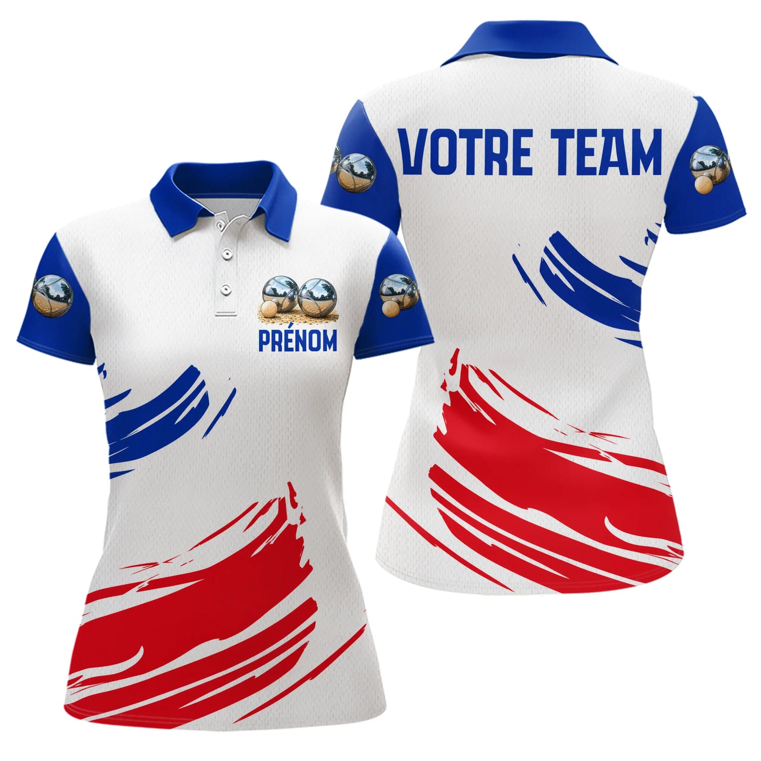 Polo Joueur Pétanque Français – Style Boules Tricolore - Polo Femme