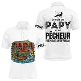 Polo Manches Longues Pêche Papa - Blanc Personnalisé - Polo Homme