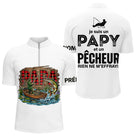 Polo Manches Longues Pêche Papa - Blanc Personnalisé - Polo Zippé Homme