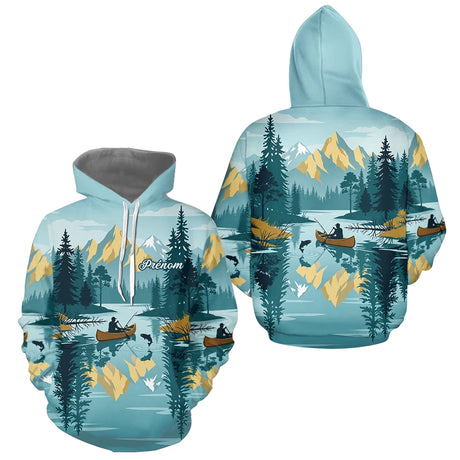 Polo Nature Pêche Canoe - Personnalisé Bleu Lac - Hoodie Homme