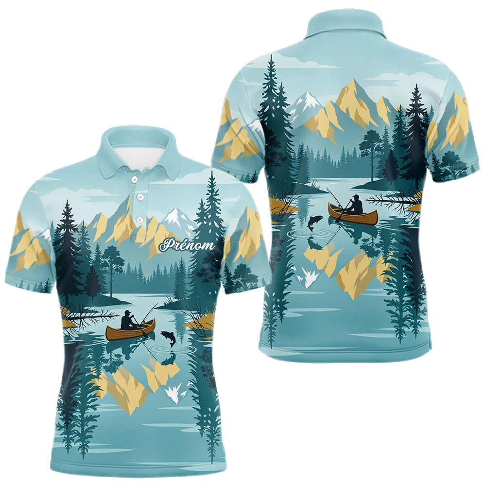 Polo Nature Pêche Canoe - Personnalisé Bleu Lac - Polo Homme