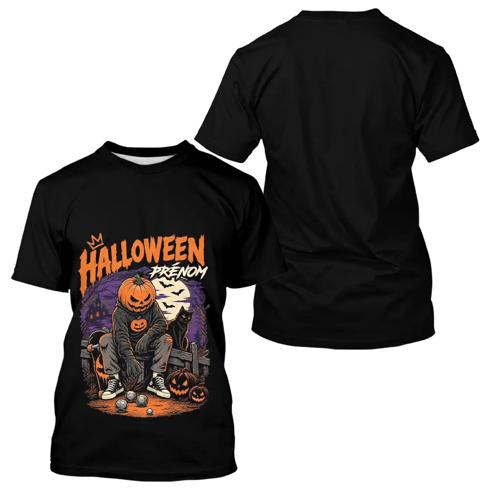 Polo Noir Pétanque Avec Prénom - Design Halloween Exclusif - T-Shirt Homme