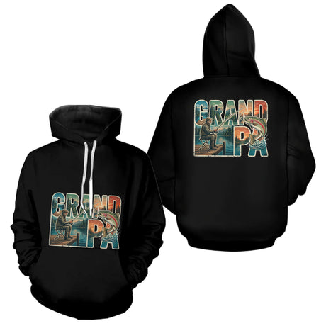 Polo Noir Passion Pêche Grand Père - Idée Cadeau Homme - Hoodie Homme