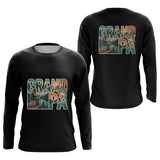 Polo Noir Passion Pêche Grand Père - Idée Cadeau Homme - Long Sleeves Homme