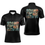 Polo Noir Passion Pêche Grand Père - Idée Cadeau Homme - Polo Homme