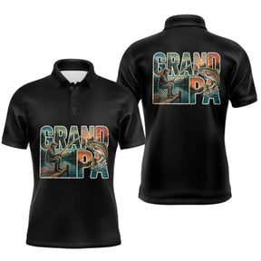 Polo Noir Passion Pêche Grand Père - Idée Cadeau Homme - Polo Homme