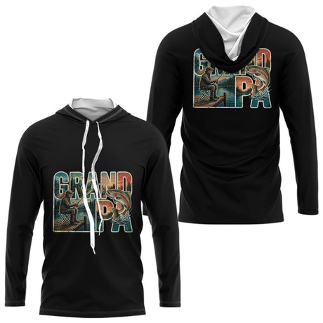 Polo Noir Passion Pêche Grand Père - Idée Cadeau Homme - Sweat Homme