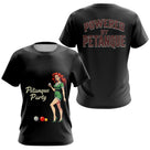 Polo Noir Rétro "Powered by Pétanque" - Homme Femme Cadeau - T-Shirt Femme