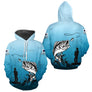 Polo Pêche Bass Personnalisé - Bleuté Imprimé 3D - Hoodie Homme