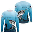 Polo Pêche Bass Personnalisé - Bleuté Imprimé 3D - Long Sleeves Homme