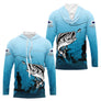 Polo Pêche Bass Personnalisé - Bleuté Imprimé 3D - Long Sleeves Hoodie Homme