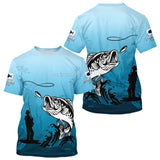 Polo Pêche Bass Personnalisé - Bleuté Imprimé 3D - T-Shirt Homme