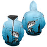 Polo Pêche Bass Personnalisé - Bleuté Imprimé 3D - Zippé Hoodie Homme