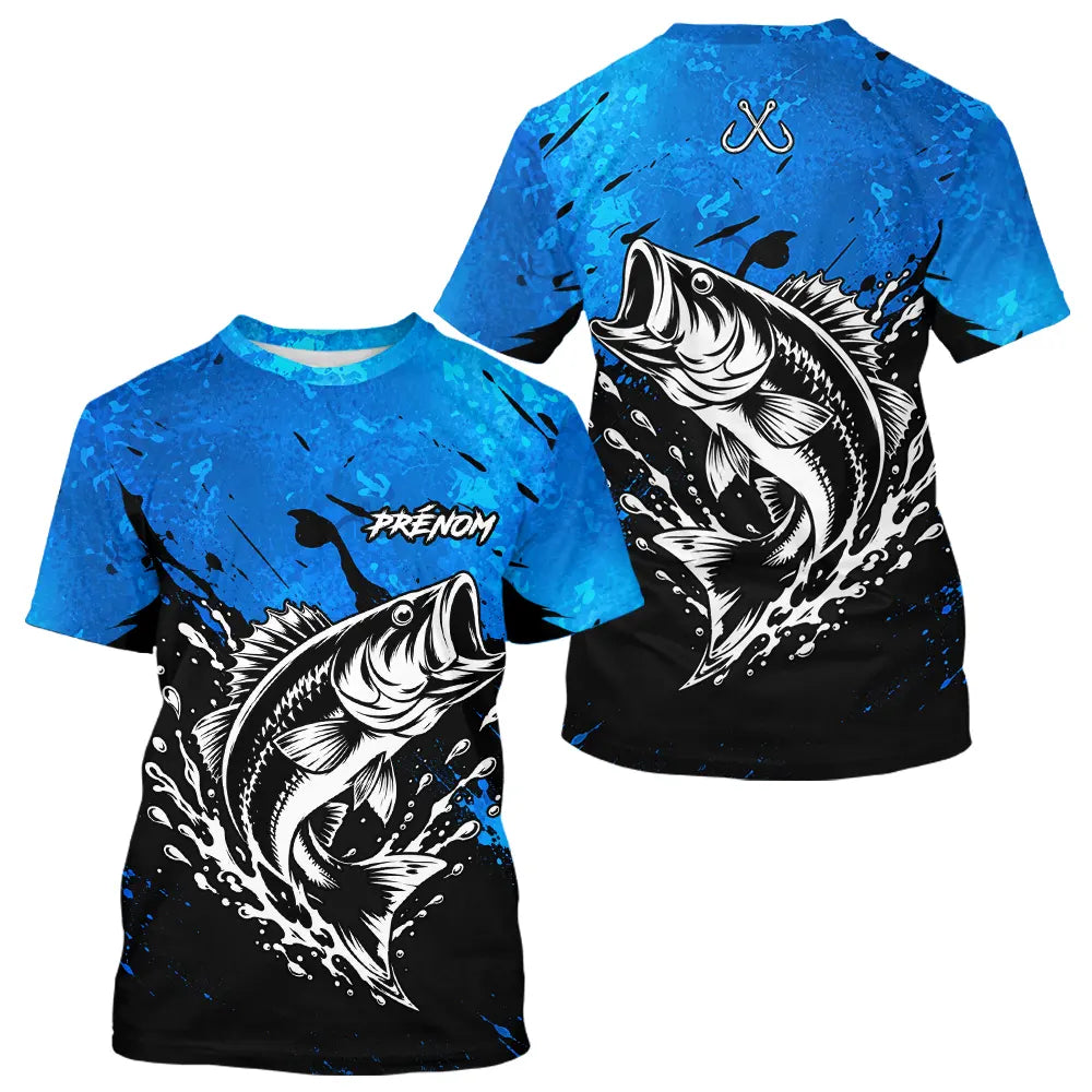 Polo Pêche Black Bass Homme - Bleu & Noir Personnalisé -T-Shirt Homme