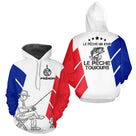 Polo Pêche Blanc Personnalisé - Design Drapeau France - Hoodie Homme