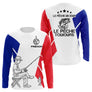 Polo Pêche Blanc Personnalisé - Design Drapeau France - Long Sleeves Homme