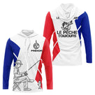 Polo Pêche Blanc Personnalisé - Design Drapeau France - Long Sleeves Hoodie Homme