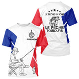 Polo Pêche Blanc Personnalisé - Design Drapeau France - T-Shirt Homme