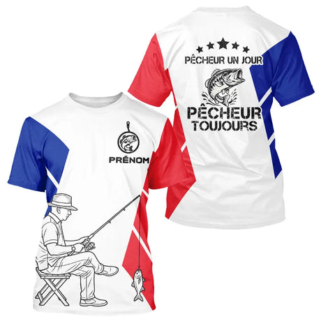 Polo Pêche Blanc Personnalisé - Style Drapeau France - TS