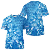 Polo Pêche Bleu Camo Personnalisé - Motif Écailles Équipe - T-Shirt Homme