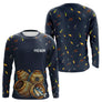 Polo Pêche Bleu Marine - Motif Leurres & Nasses Personnalisé - Long Sleeves Homme