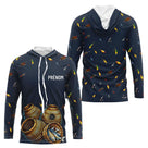 Polo Pêche Bleu Marine - Motif Leurres & Nasses Personnalisé - Long Sleeves Hoodie Homme