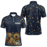 Polo Pêche Bleu Marine - Motif Leurres & Nasses Personnalisé - Polo Homme