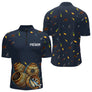 Polo Pêche Bleu Marine - Motif Leurres & Nasses Personnalisé - Polo Zippé Homme