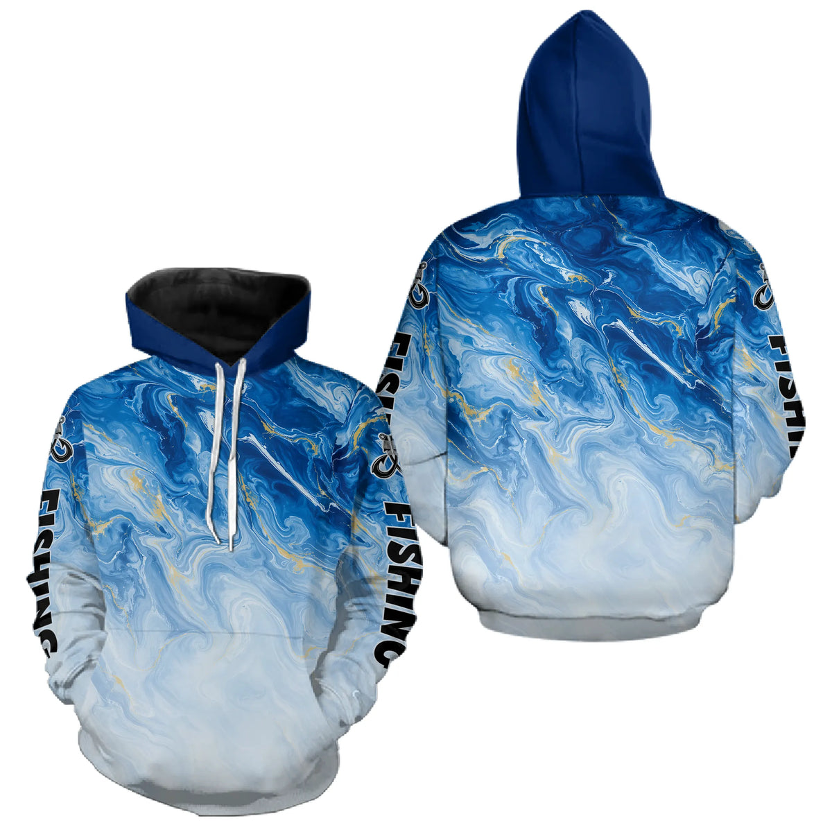 Polo Pêche Bleu Océan & Or Respirant - Style Technique & Tendance - Hoodie Homme
