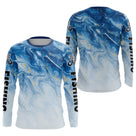 Polo Pêche Bleu Océan & Or Respirant - Style Technique & Tendance - Long Sleeves Homme