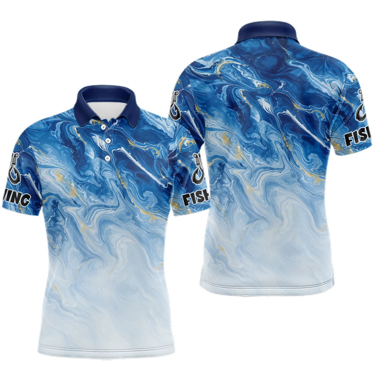 Polo Pêche Bleu Océan & Or Respirant - Style Technique & Tendance - Polo Homme