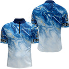 Polo Pêche Bleu Océan & Or Respirant - Style Technique & Tendance - Polo Zippé Homme