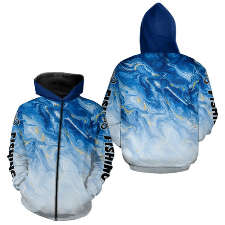 Polo Pêche Bleu Océan & Or Respirant - Style Technique & Tendance - Zippé Hoodie Homme