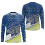 Polo Pêche Bleu Vert Fluo Personnalisable - Équipement Carpfishing - Long Sleeves Homme
