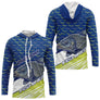 Polo Pêche Bleu Vert Fluo Personnalisable - Équipement Carpfishing - Long Sleeves Hoodie Homme