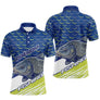Polo Pêche Bleu Vert Fluo Personnalisable - Équipement Carpfishing - Polo Homme