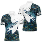 Polo Pêche Brochet Blanc & Bleu - Sportif Homme - Polo Homme