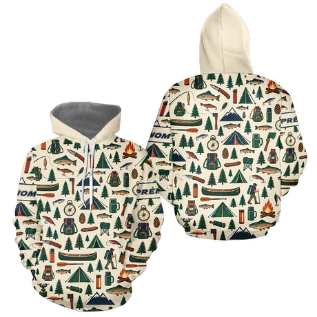 Polo Pêche & Camping Personnalisé Beige - Style Vintage Outdoor - Hoodie Homme