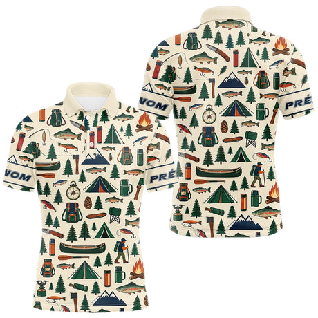 Polo Pêche & Camping Personnalisé Beige - Style Vintage Outdoor - Polo Homme