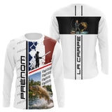 Polo Pêche Carpe Blanc Noir - Design La France Personnalisé -  Long Sleeves Homme