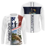 Polo Pêche Carpe Bleu Noir - Design La France Personnalisé - Long Sleeves Homme
