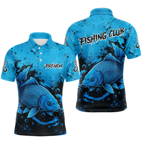 Polo Pêche Carpe Homme - Ocean Bleu Noir Personnalisable - Polo Homme