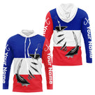 Polo Pêche Drapeau Français - Blanc Rouge Bleu Personnalisé - Long Sleeves Hoodie Homme