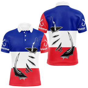 Polo Pêche Drapeau Français - Blanc Rouge Bleu Personnalisé - Polo Homme