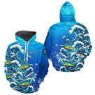 Polo Pêche En Mer Bleu - Vagues & Poissons Personnalisé - Hoodie Homme