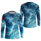 Polo Pêche Homme - Motif Océan & Drapeau Français - Long Sleeves Homme