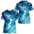 Polo Pêche Homme - Motif Océan & Drapeau Français - T-Shirt Homme