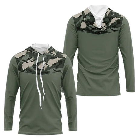 Polo Pêche Homme Camouflage Vert Kaki - Style Élégance Outdoor - Long Sleeves Hoodie 