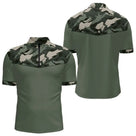 Polo Pêche Homme Camouflage Vert Kaki - Style Élégance Outdoor - Polo Zippe