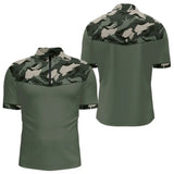 Polo Pêche Homme Camouflage Vert Kaki - Style Élégance Outdoor - Polo Zippe